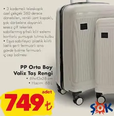 PP ORTA BOY VALİZ TAŞ RENGİ